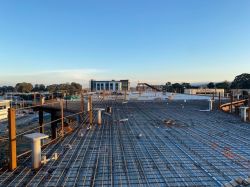 Rebar Installation and Steel Decking at Roof